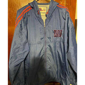 NFL NY Giants Hooded Windbreaker Jacket Men size XL Blue